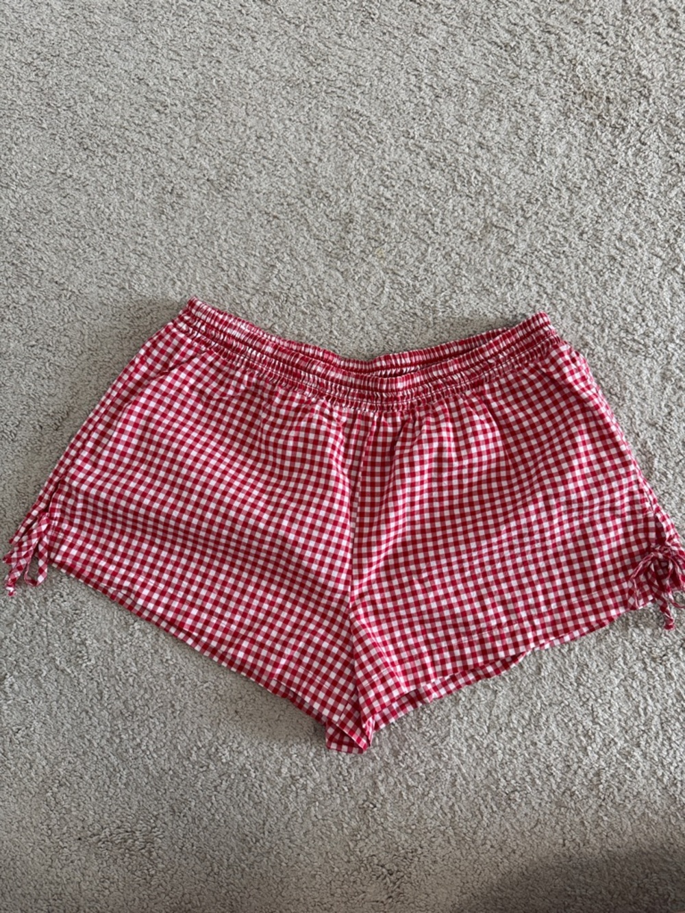 wild fable Red and White Gingham Shorts with Elastic Waist